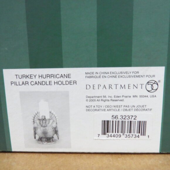 Dept 56 Turkey Large Centerpiece Hurricane Pillar Candle Holder Thanksgiving IOB - Picture 11 of 12